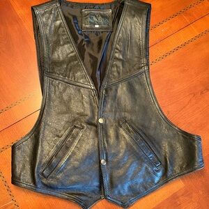 LEATHER MOTORCYCLE VEST WITH HARLEY DAVIDSON LOGO